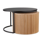 Nesting Coffee Table - Black Metal and Natural Wood