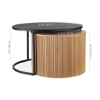 Nesting Coffee Table - Black Metal and Natural Wood