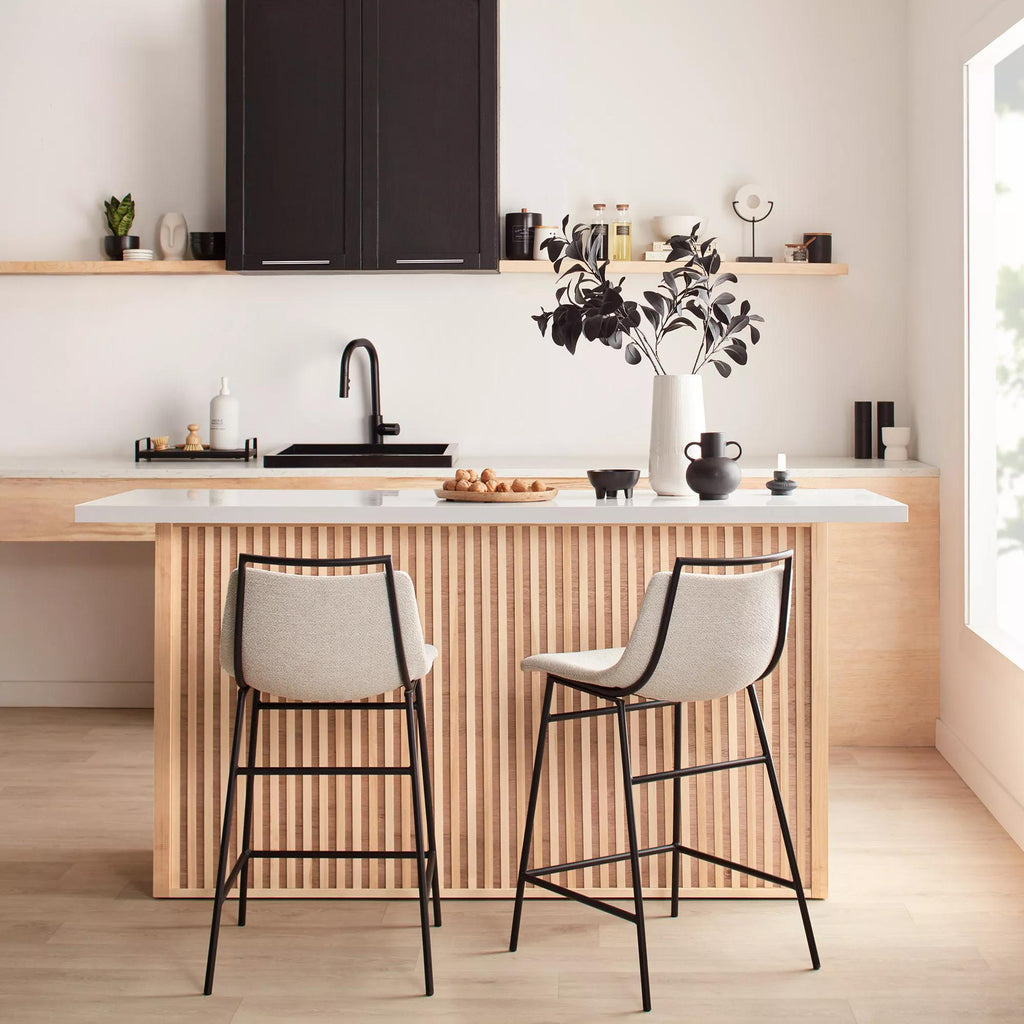 Fabric and Metal Counter Stool