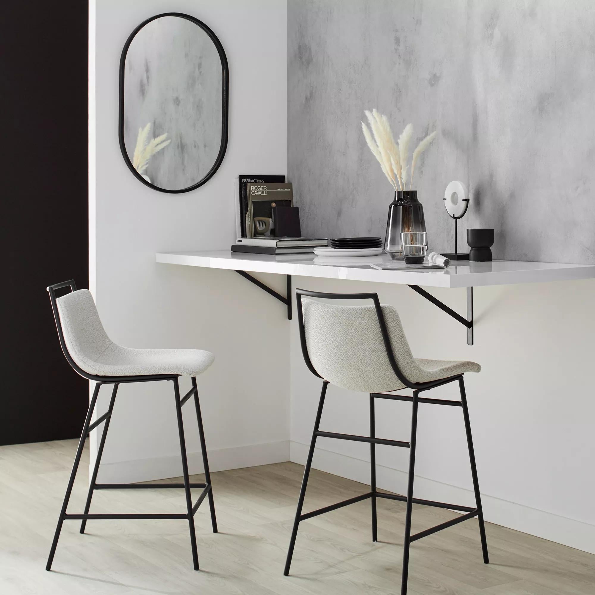 Fabric and Metal Counter Stool