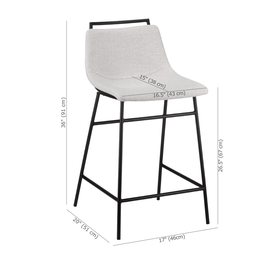 Fabric and Metal Counter Stool