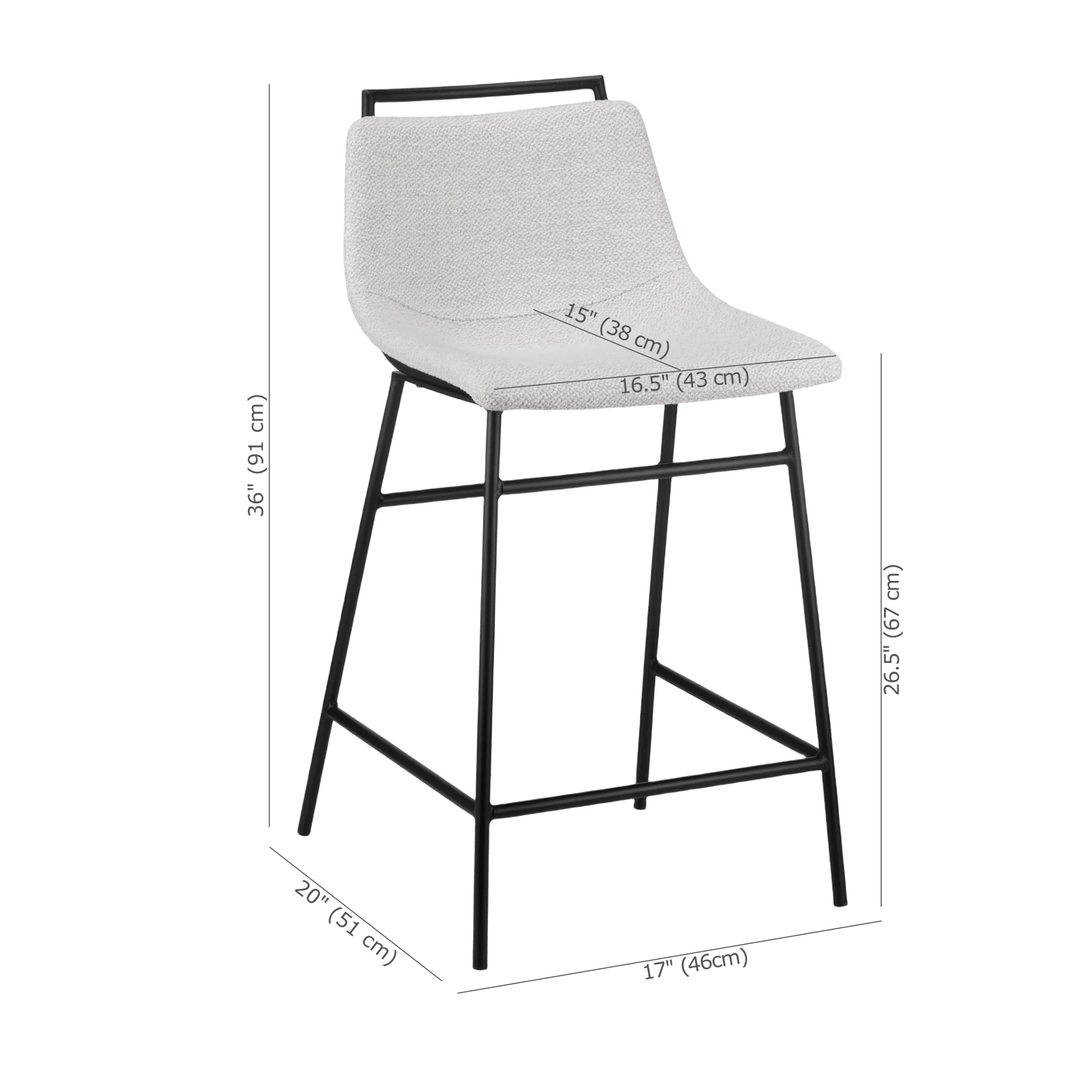 Fabric and Metal Counter Stool