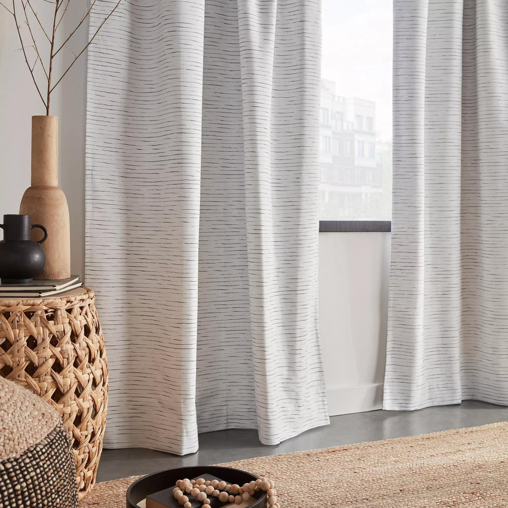 Black And White Dayni Blackout Back-Tab Curtain