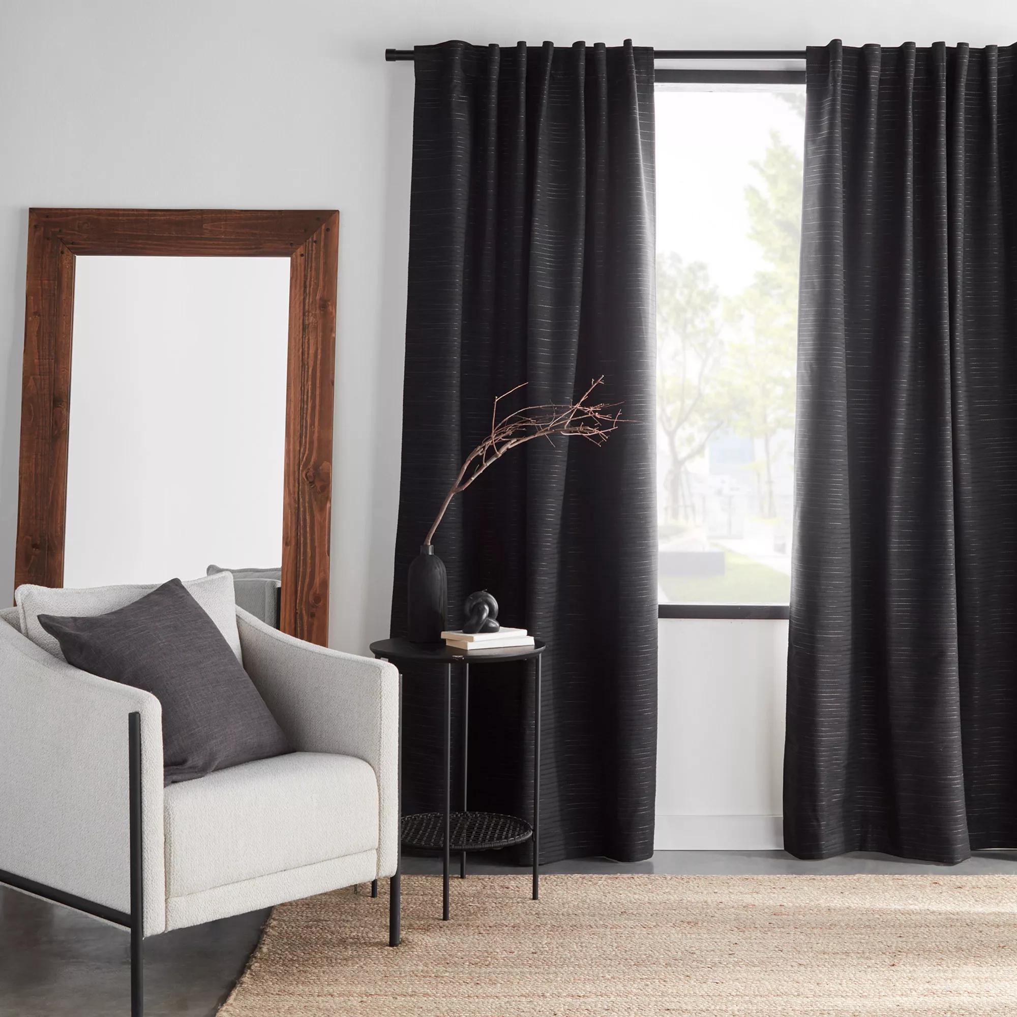 Black Dayni Blackout Back-Tab Curtain
