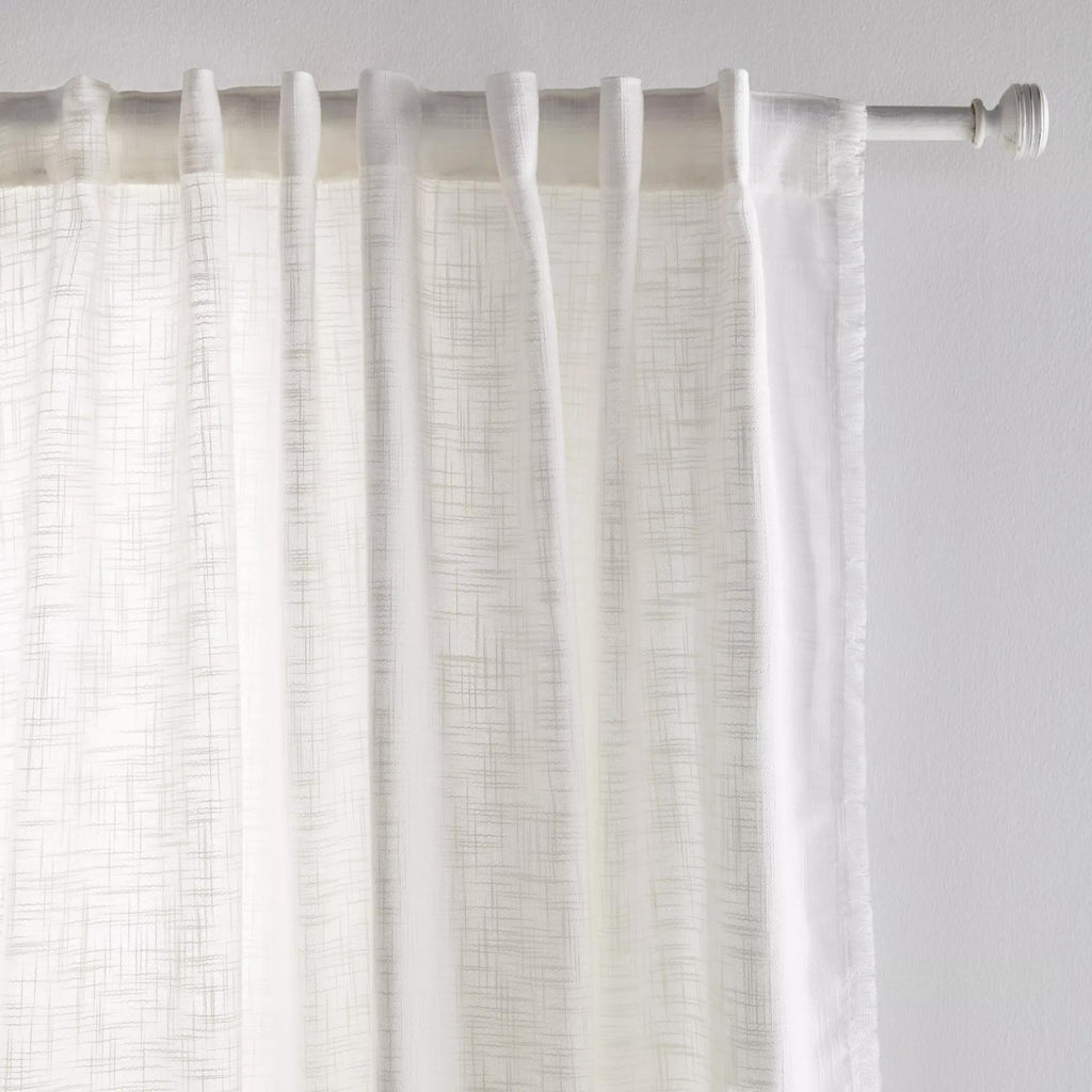 White Nuk Back-Tab/Rod-Pocket Curtain