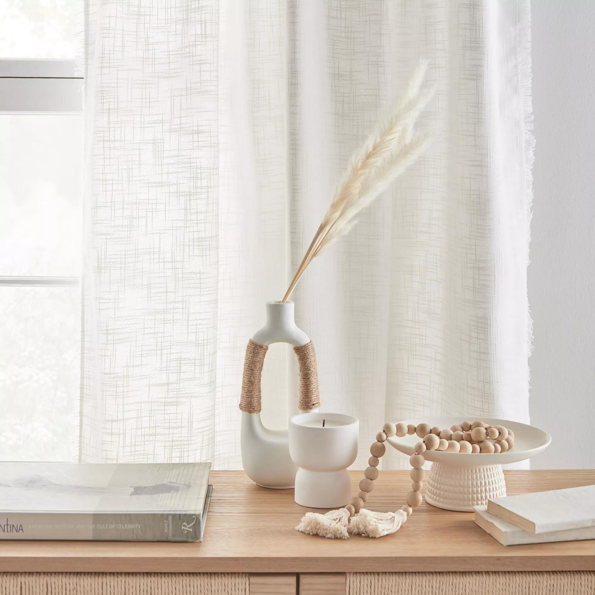 White Nuk Back-Tab/Rod-Pocket Curtain