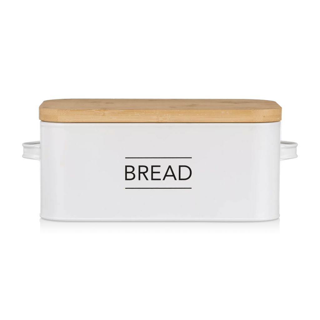 Metal Bread Box with Bamboo Lid