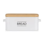 Metal Bread Box with Bamboo Lid