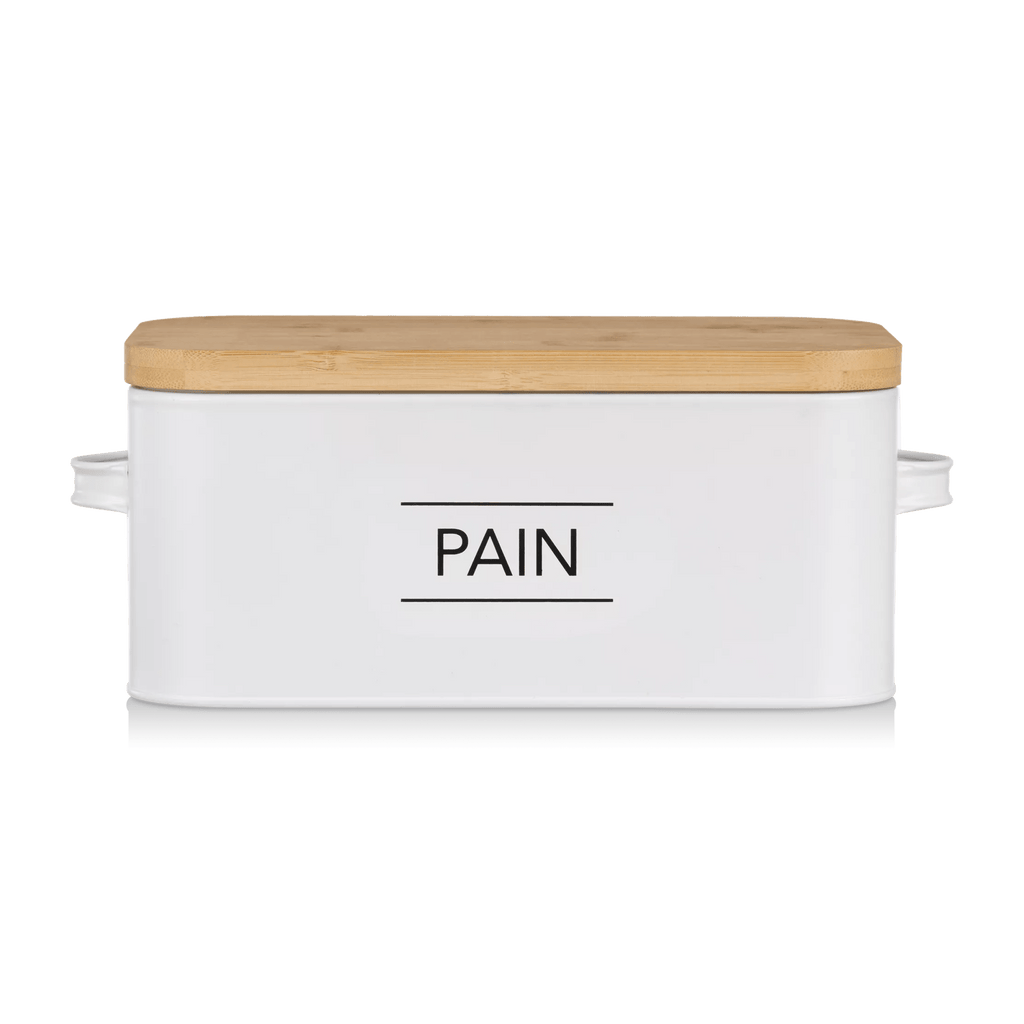 Metal Bread Box with Bamboo Lid