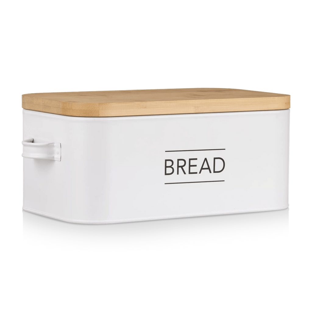 Metal Bread Box with Bamboo Lid
