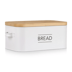Metal Bread Box with Bamboo Lid