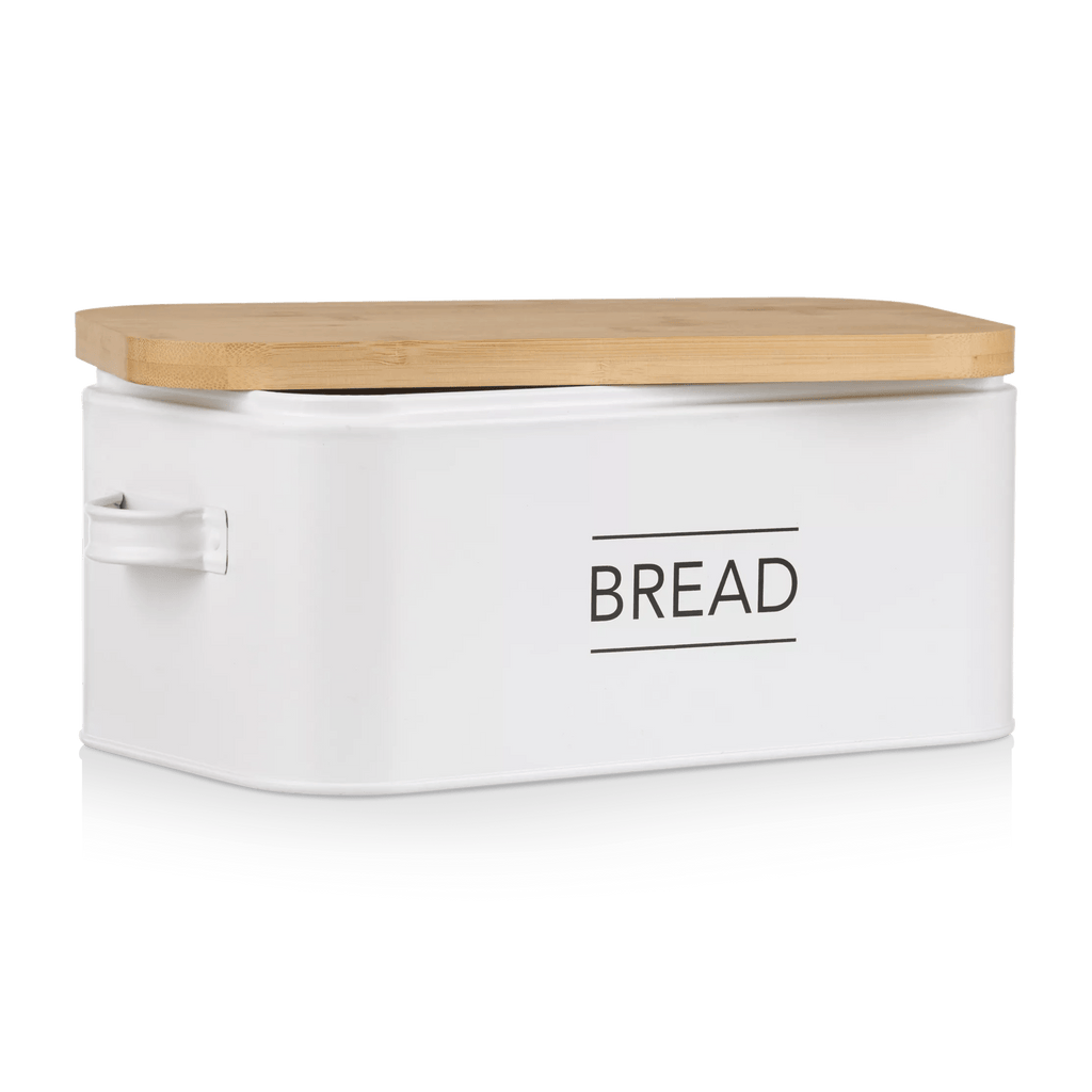 Metal Bread Box with Bamboo Lid