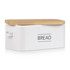 Metal Bread Box with Bamboo Lid