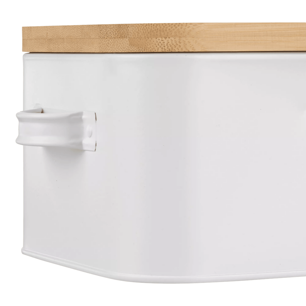 Metal Bread Box with Bamboo Lid