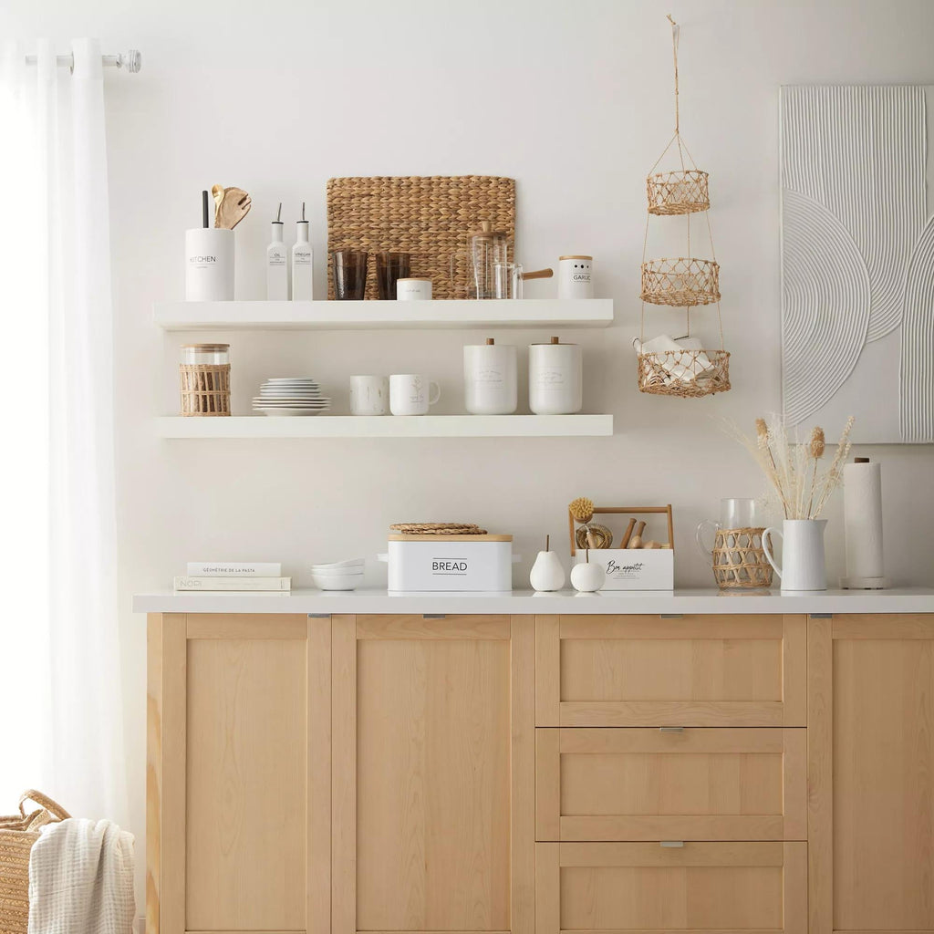 Metal Bread Box with Bamboo Lid