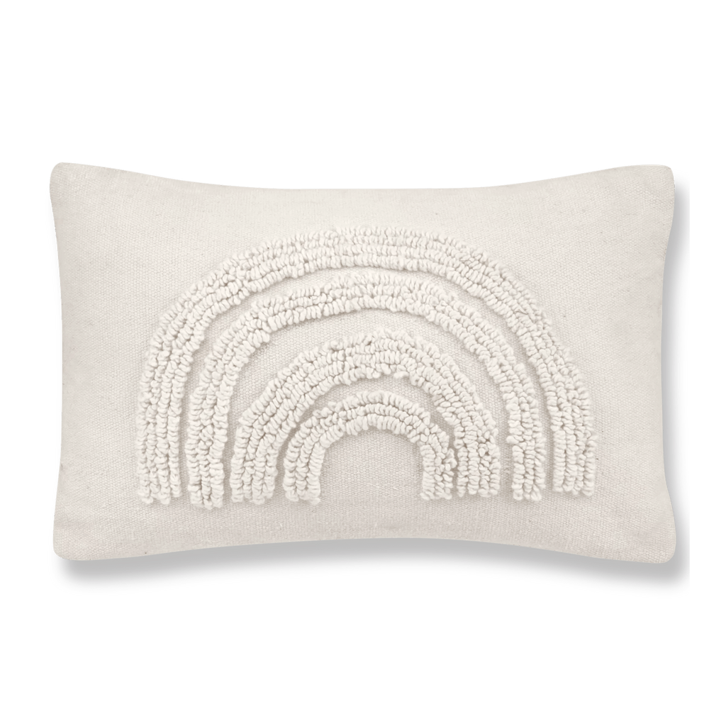 Anya Beige Tufted Rainbow Lumbar Throw Pillow