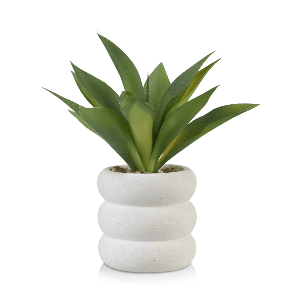Artificial Cast-Iron Plant in White Speckled Pot