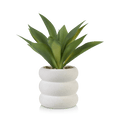 Artificial Cast-Iron Plant in White Speckled Pot