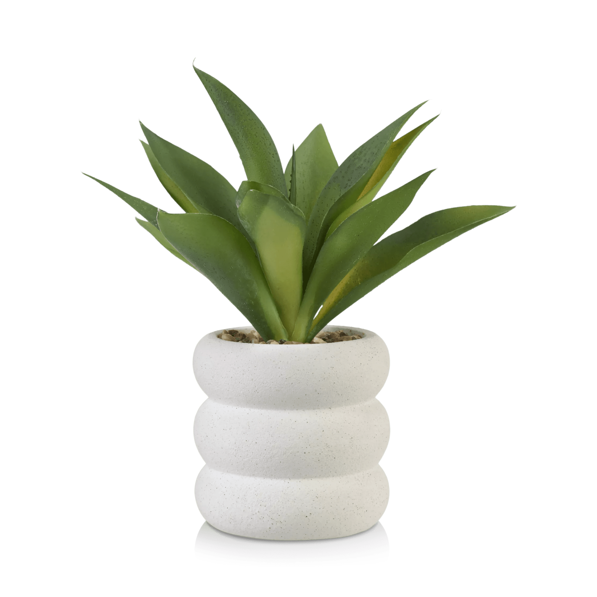 Artificial Cast-Iron Plant in White Speckled Pot