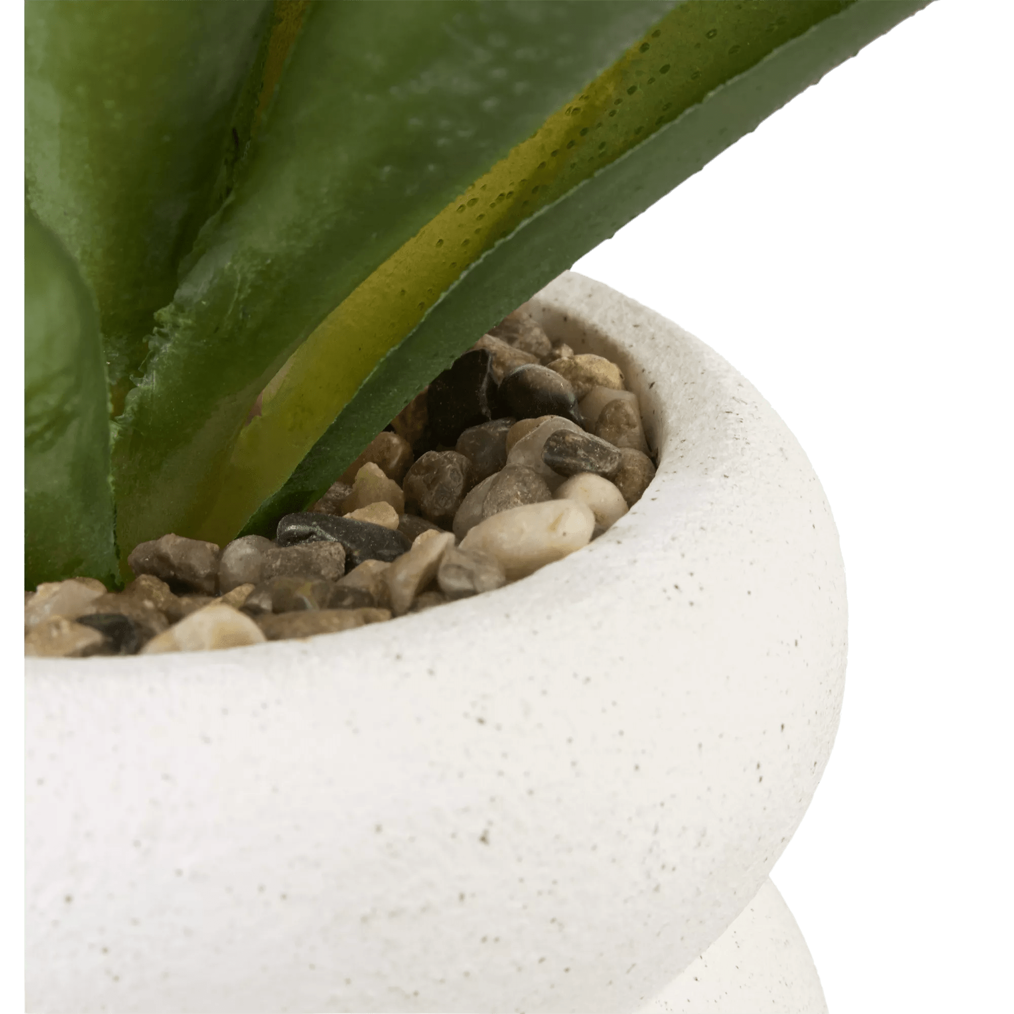 Artificial Cast-Iron Plant in White Speckled Pot