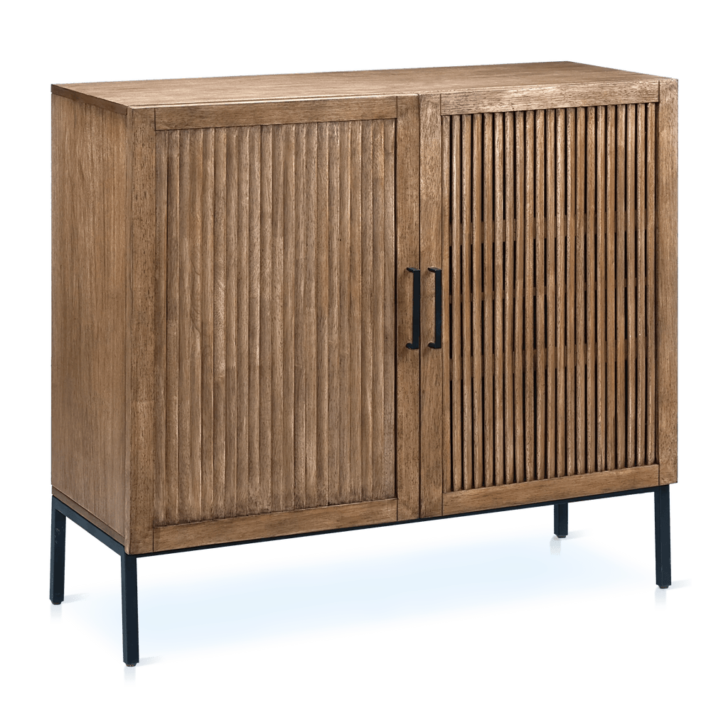 Slatted 2-Door Dark Wood Buffet