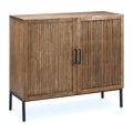 Slatted 2-Door Dark Wood Buffet