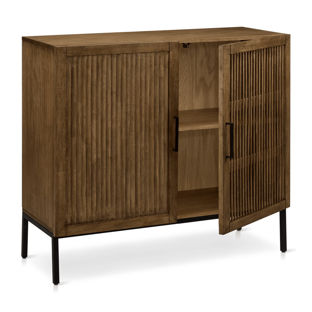 Slatted 2-Door Dark Wood Buffet