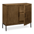 Slatted 2-Door Dark Wood Buffet