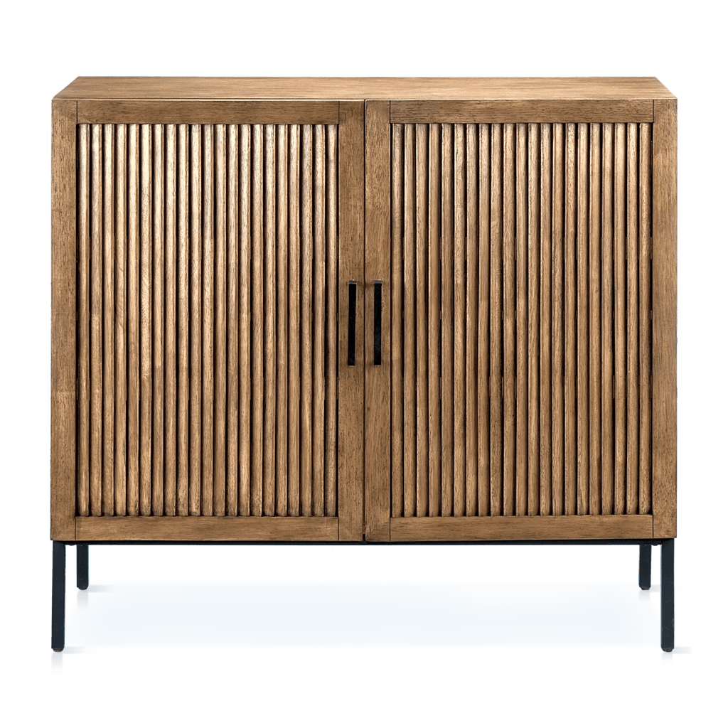 Slatted 2-Door Dark Wood Buffet