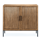Slatted 2-Door Dark Wood Buffet