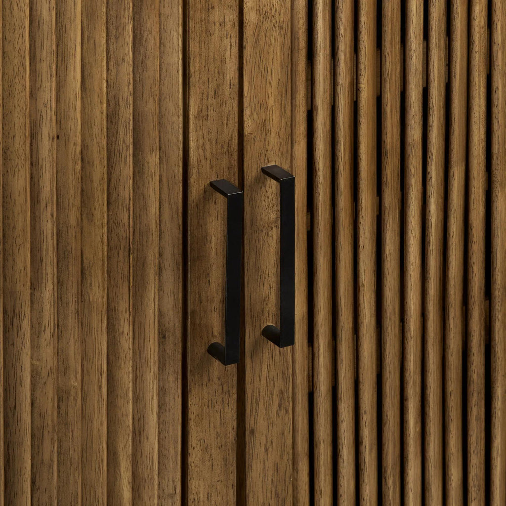 Slatted 2-Door Dark Wood Buffet