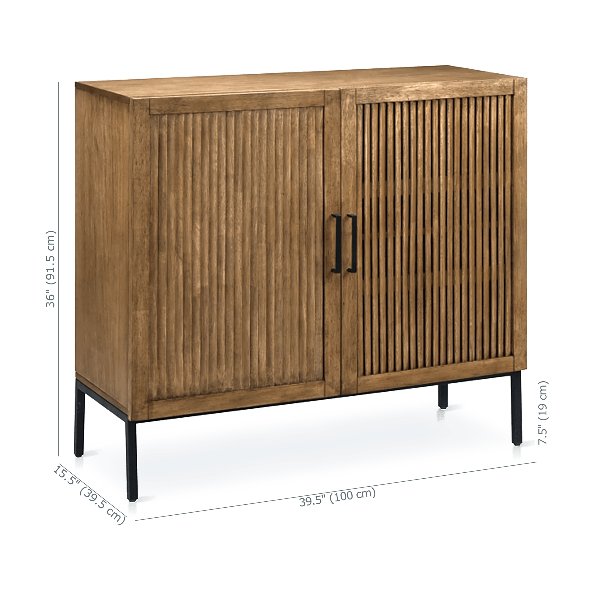 Slatted 2-Door Dark Wood Buffet