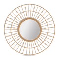 Round Natural Fiber Bead Mirror