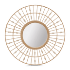 Round Natural Fiber Bead Mirror