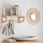 Round Natural Fiber Bead Mirror