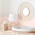 Round Natural Fiber Bead Mirror