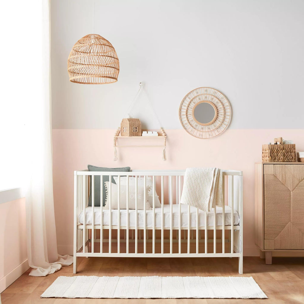 Round Natural Fiber Bead Mirror