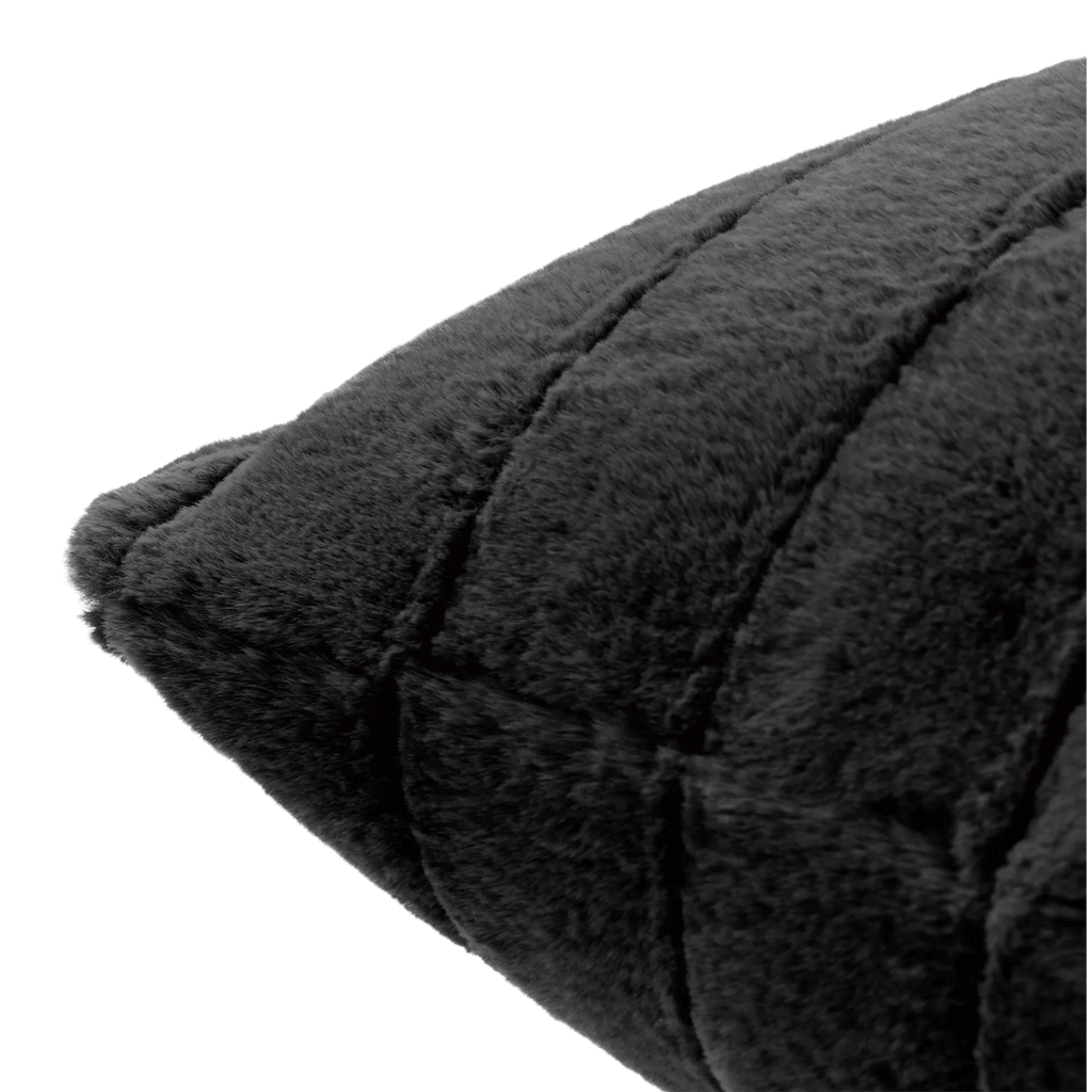 Black Cougar Faux Fur Throw Pillow