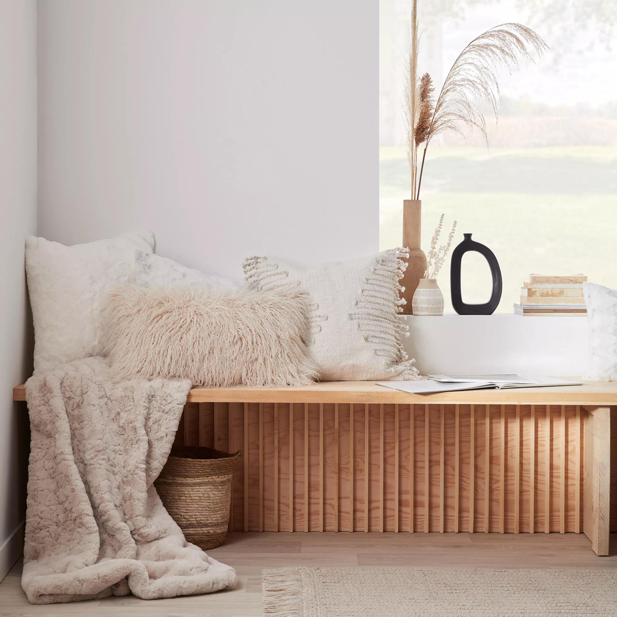 Oatmeal Sheep Faux Fur Throw