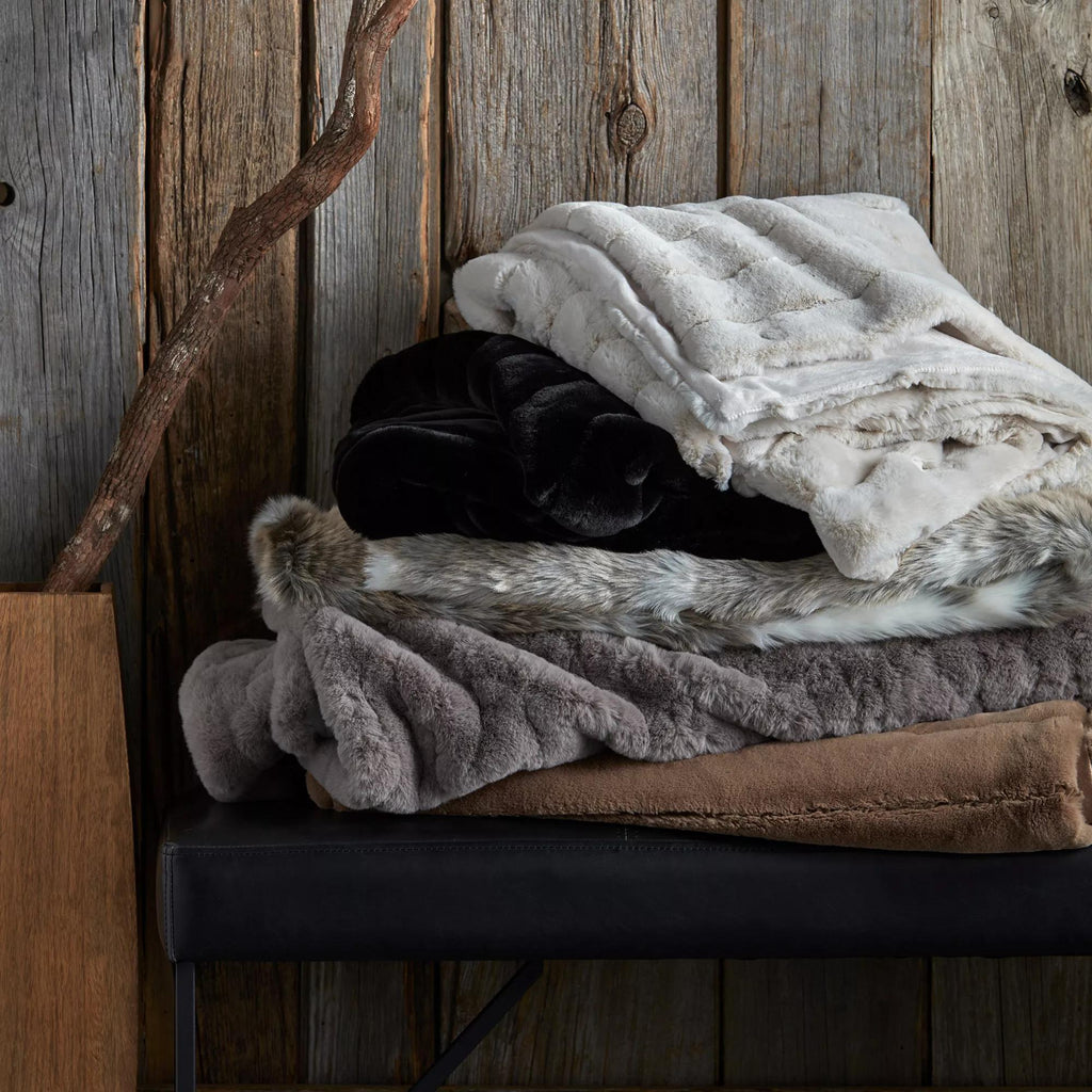 Black Cougar Faux Fur Throw