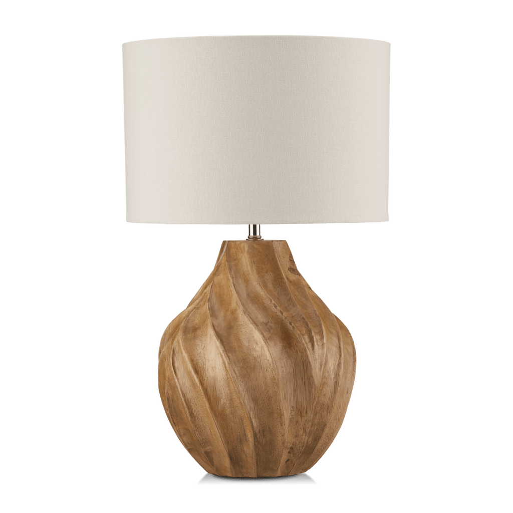 Carved Wood Table Lamp