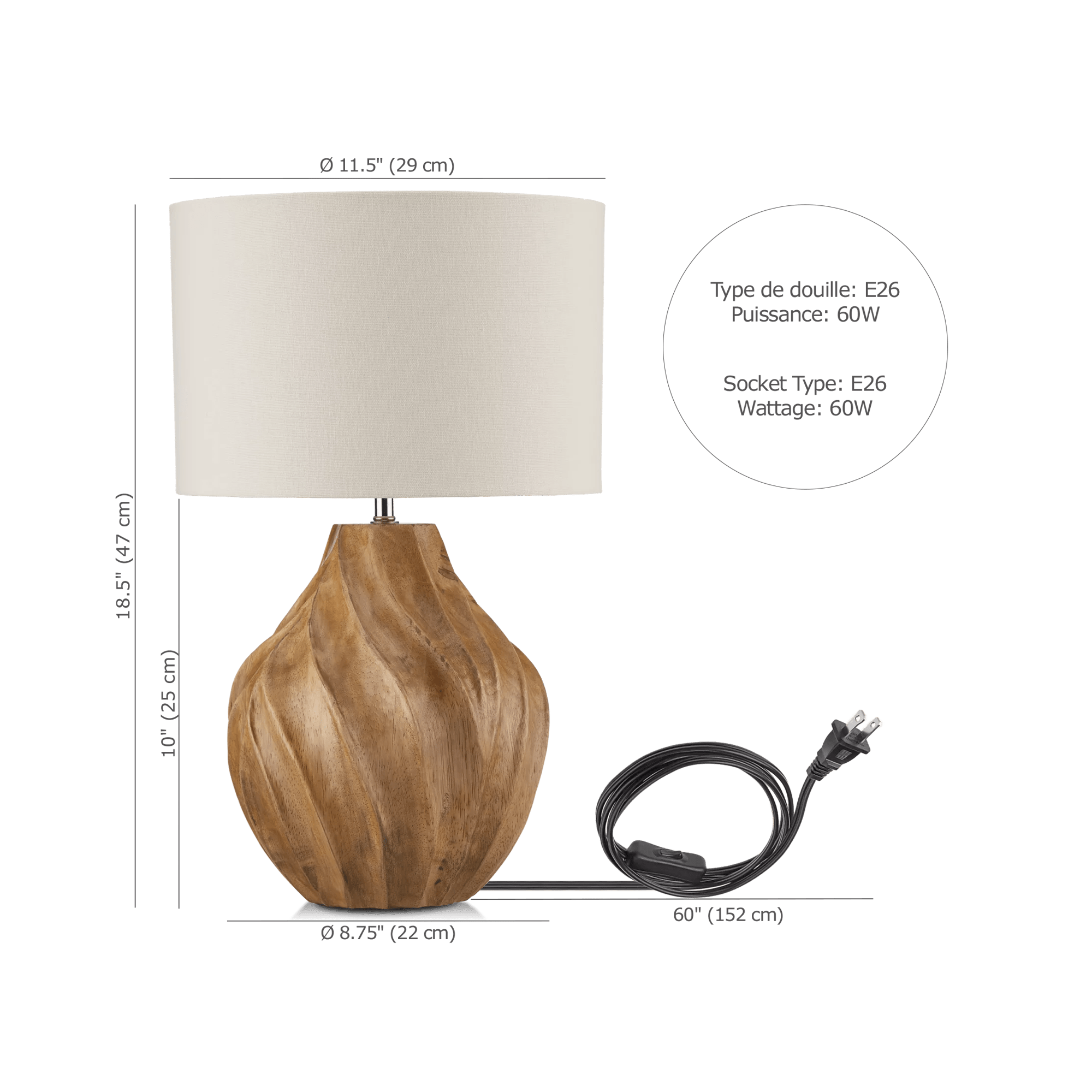 Carved Wood Table Lamp