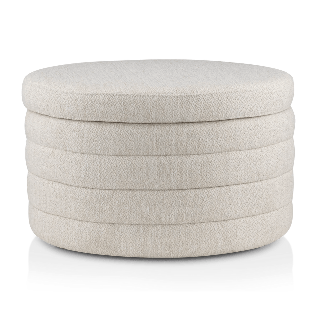 Round Storage Fabric Ottoman