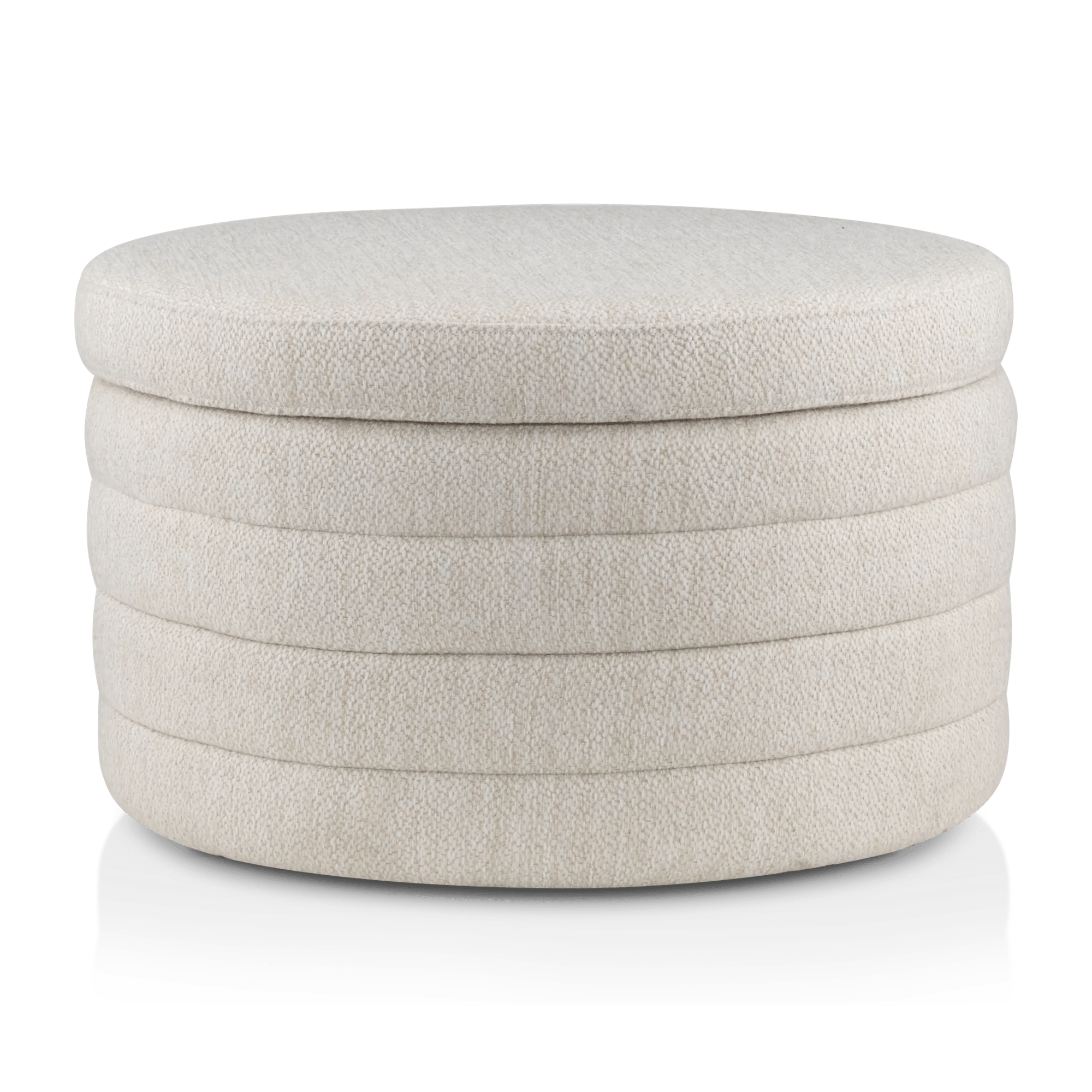 Round Storage Fabric Ottoman