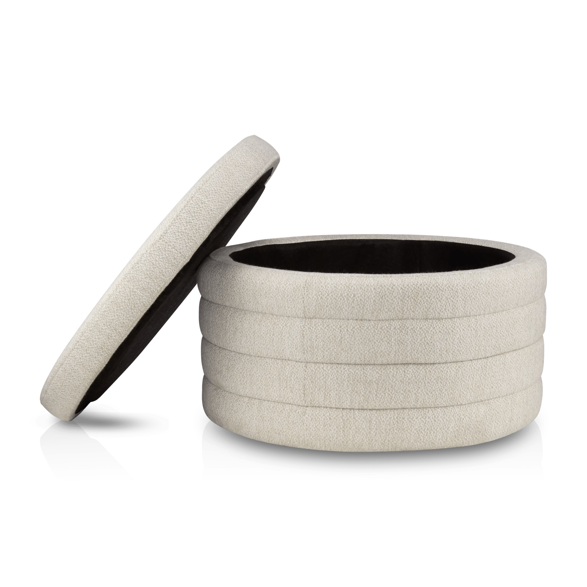 Round Storage Fabric Ottoman