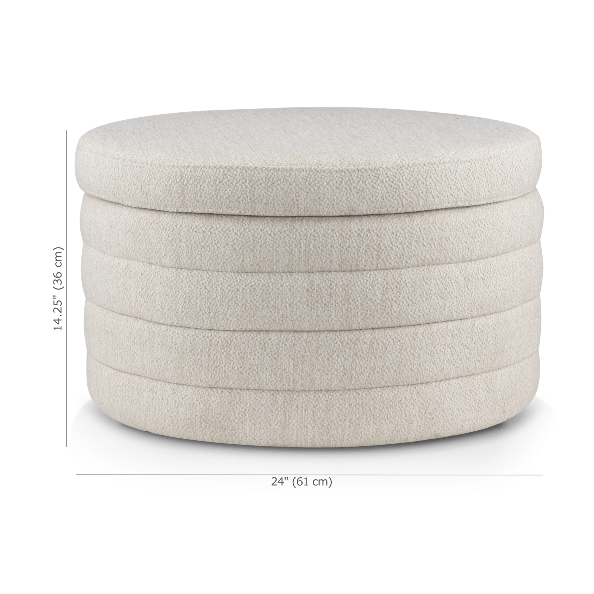 Round Storage Fabric Ottoman