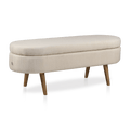 Fabric Storage Bench on Wooden Legs