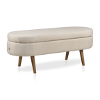 Fabric Storage Bench on Wooden Legs