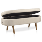 Fabric Storage Bench on Wooden Legs