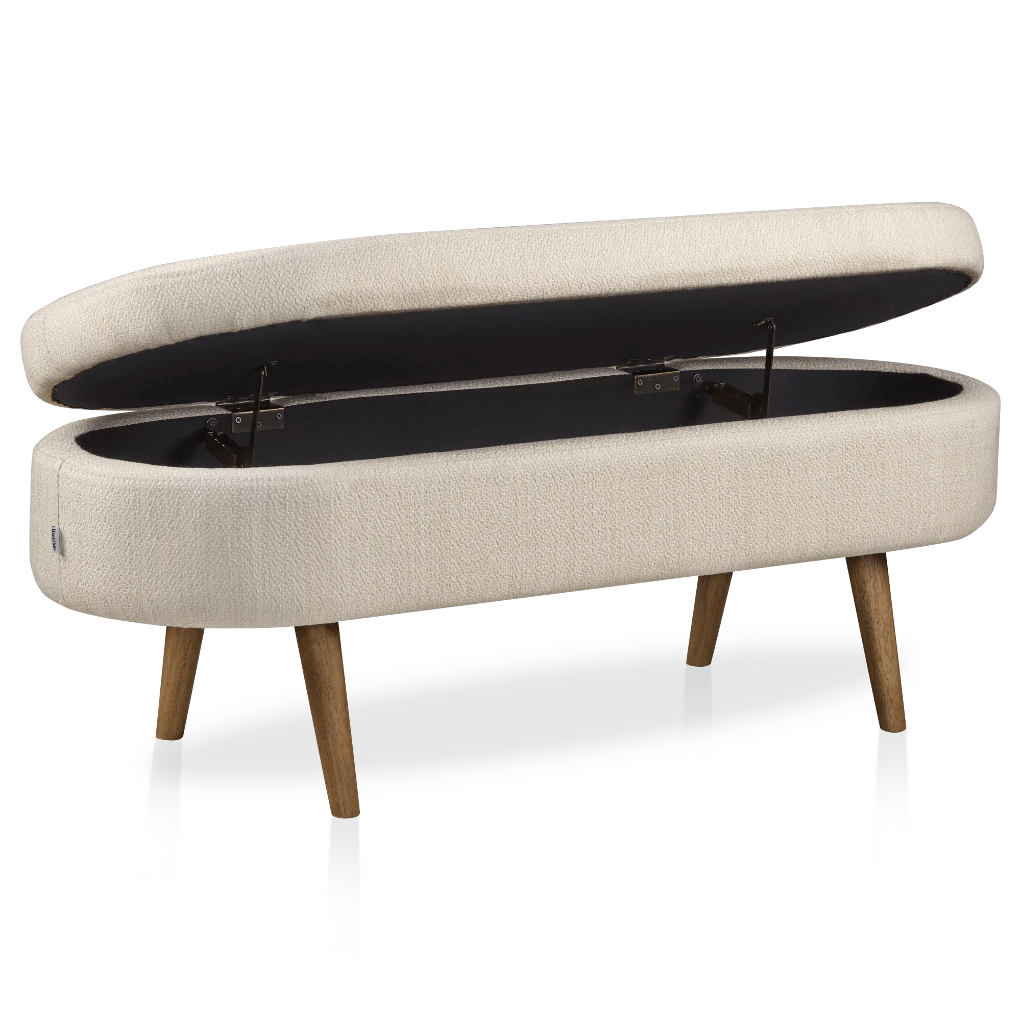 Fabric Storage Bench on Wooden Legs